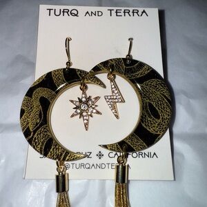 Turq and Terra Black and Gold Earrings
